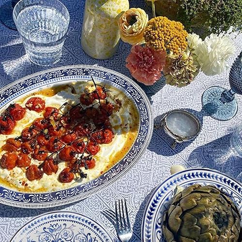 Miniatura 3 de Sonemone Plato de servir ovalado floral azul de Marrakech de 14 pulgadas plato grande para servir para fiestas bandejas de cerámica para platos