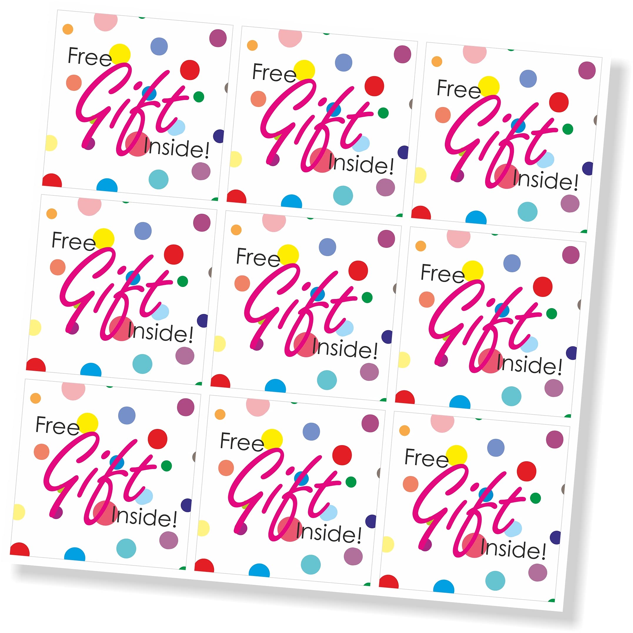 100 Pieces Gift Inside Stickers, Medium Size Labels, 2 Inch Square, Paper, Multicolour