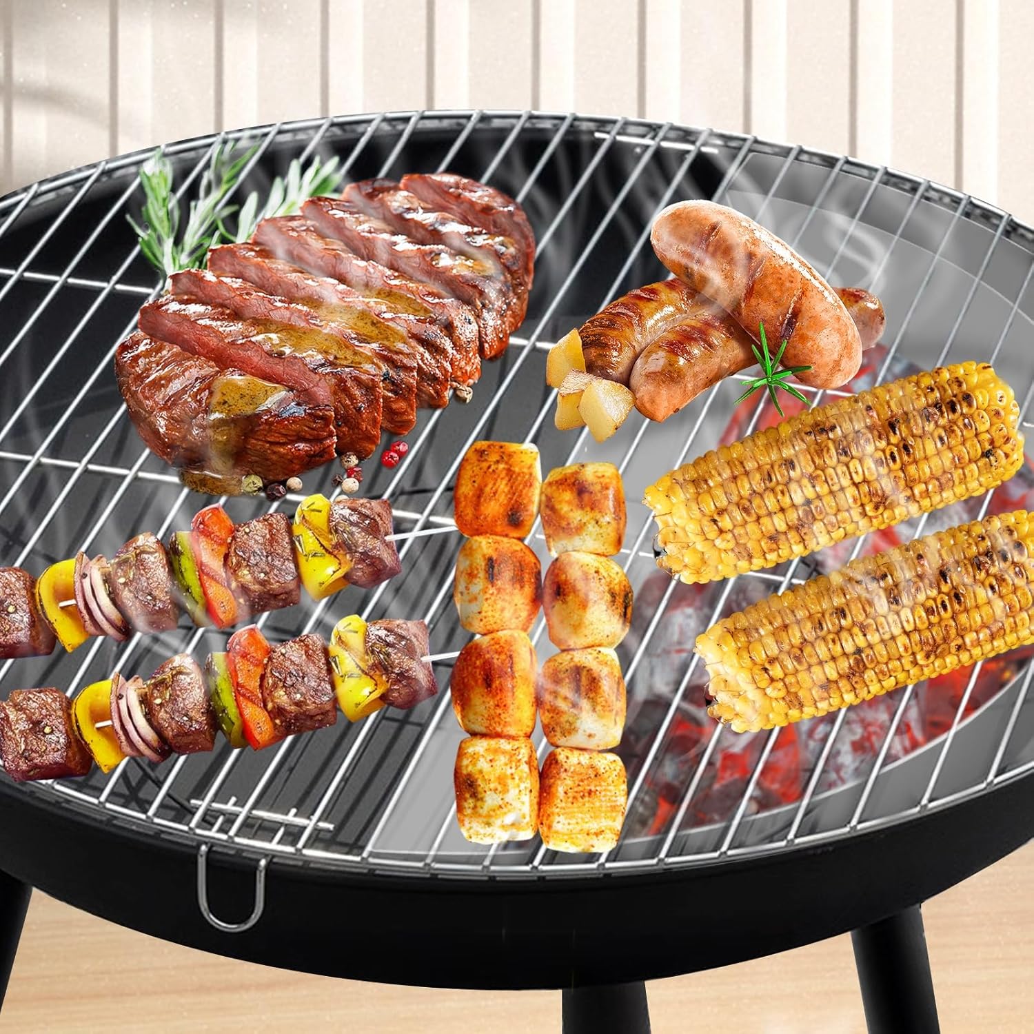 Stainless Steel Charcoal Basket for 22" Kettle Grill, Charcoal Briquet Holder for Camping and Backyard BBQ, Silver