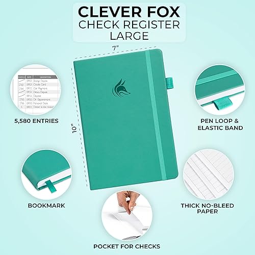 Miniatura 9 de Clever Fox Libro de registro de cheques - Registro de transacciones de lujo, libro de contabilidad contable, registro de chequera y libro de