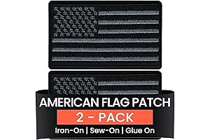 Black American Flag Patches (2-Pack): Iron-On USA Patch for Uniforms, Hats, Clothing, Backpacks