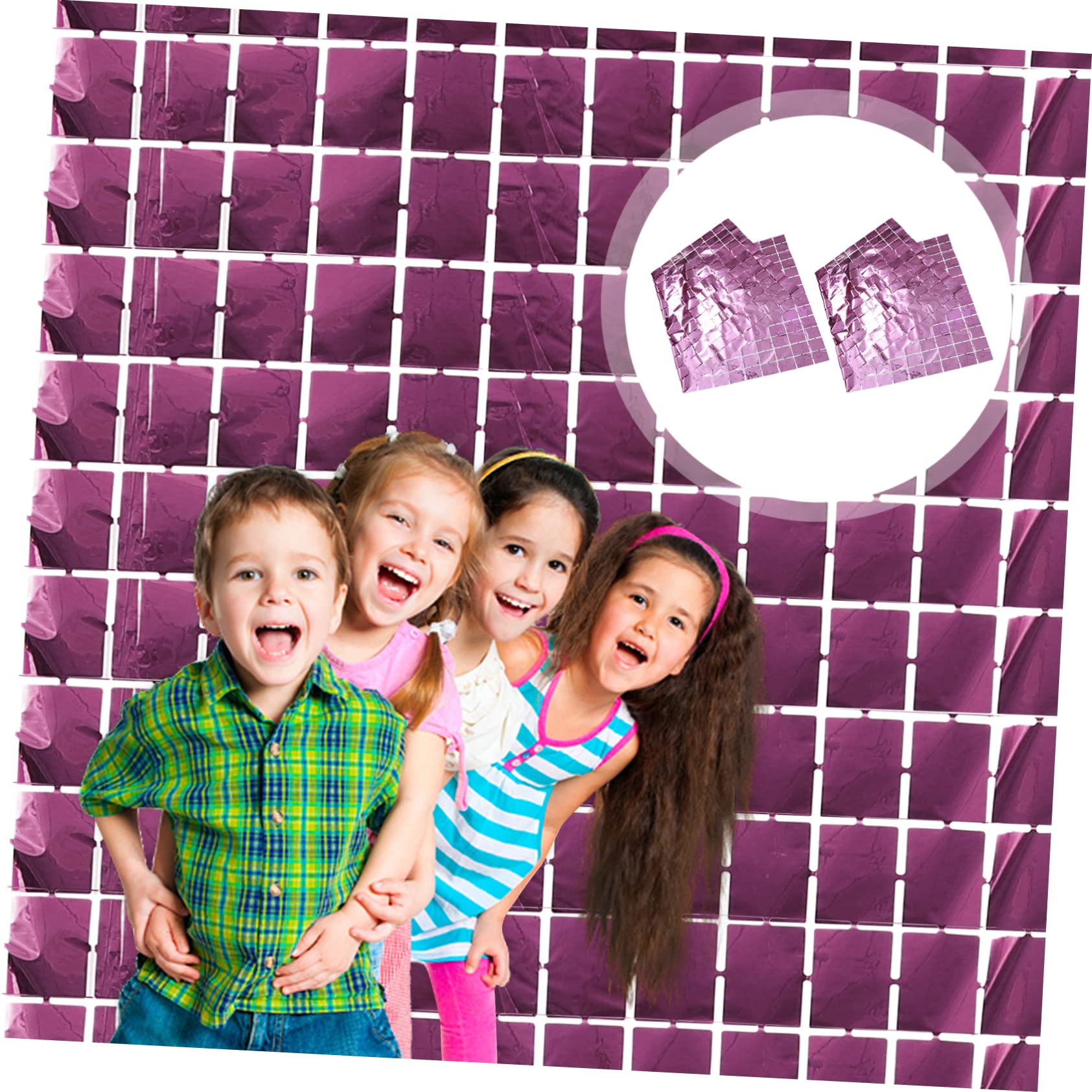 HOMOCONO 2pcs Tinsel Foil Fringe Curtains Shiny Wall Backdrop for Weddings Birthdays and Metallic Cube Pattern Design for Stunning Photo Booth and Entrance Decoration