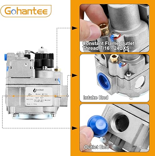 Miniatura 4 de Válvula de gas 700-506, piezas de reparación de freidora de gas para Robertshaw serie 700, válvula de gas combinada, apertura rápida, 720000 BTUH,