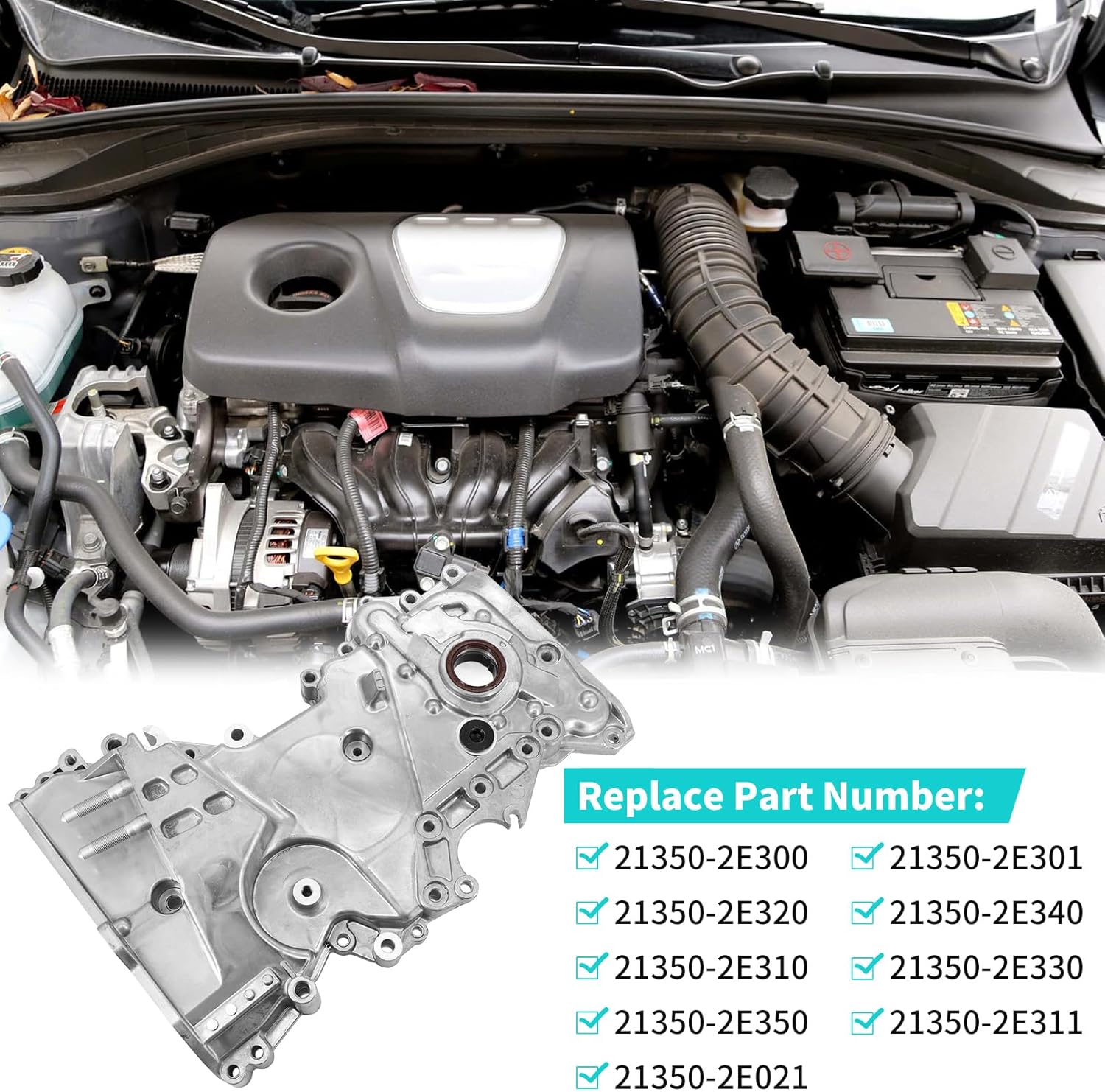 213502E300 Engine Oil Pump Compatible With Hyundai Elantra 2014-2016, Elantra Coupe 2014, Elantra GT 2014-2020 1.8L 2.0L