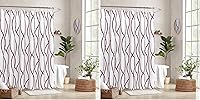 Vista 27 de Biscaynebay - Cortina de ducha extralarga de tela texturizada de 72 x 72 pulgadas, cortinas de baño modernas de lino con rayas doradas impresas