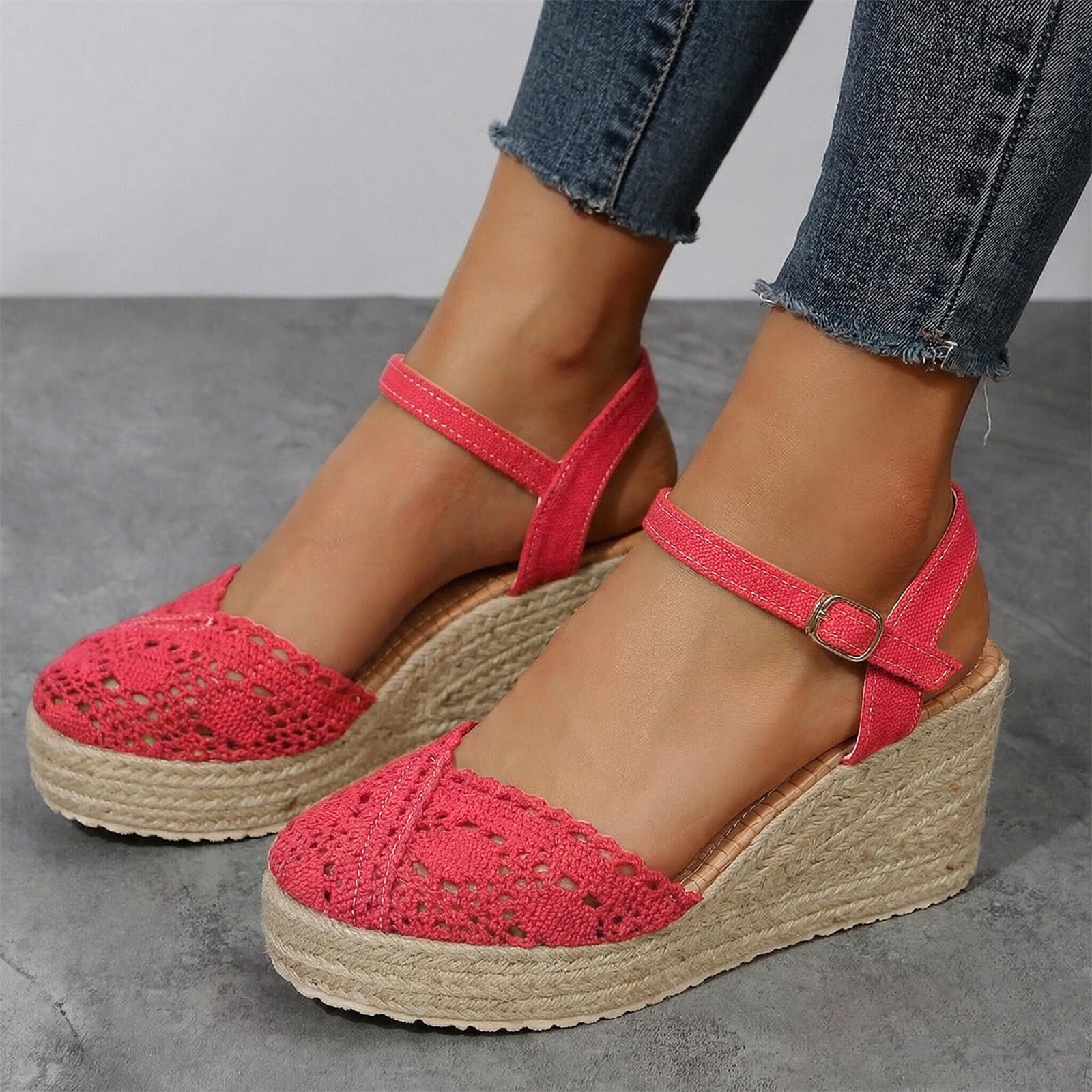 Generico Sandales Femme Compensé Confortables LéGèRes AntidéRapantes Semelle Souple Respirantes Chaussures Femme éTé éLéGantes Mules Support Coupe Large Ville Vacances