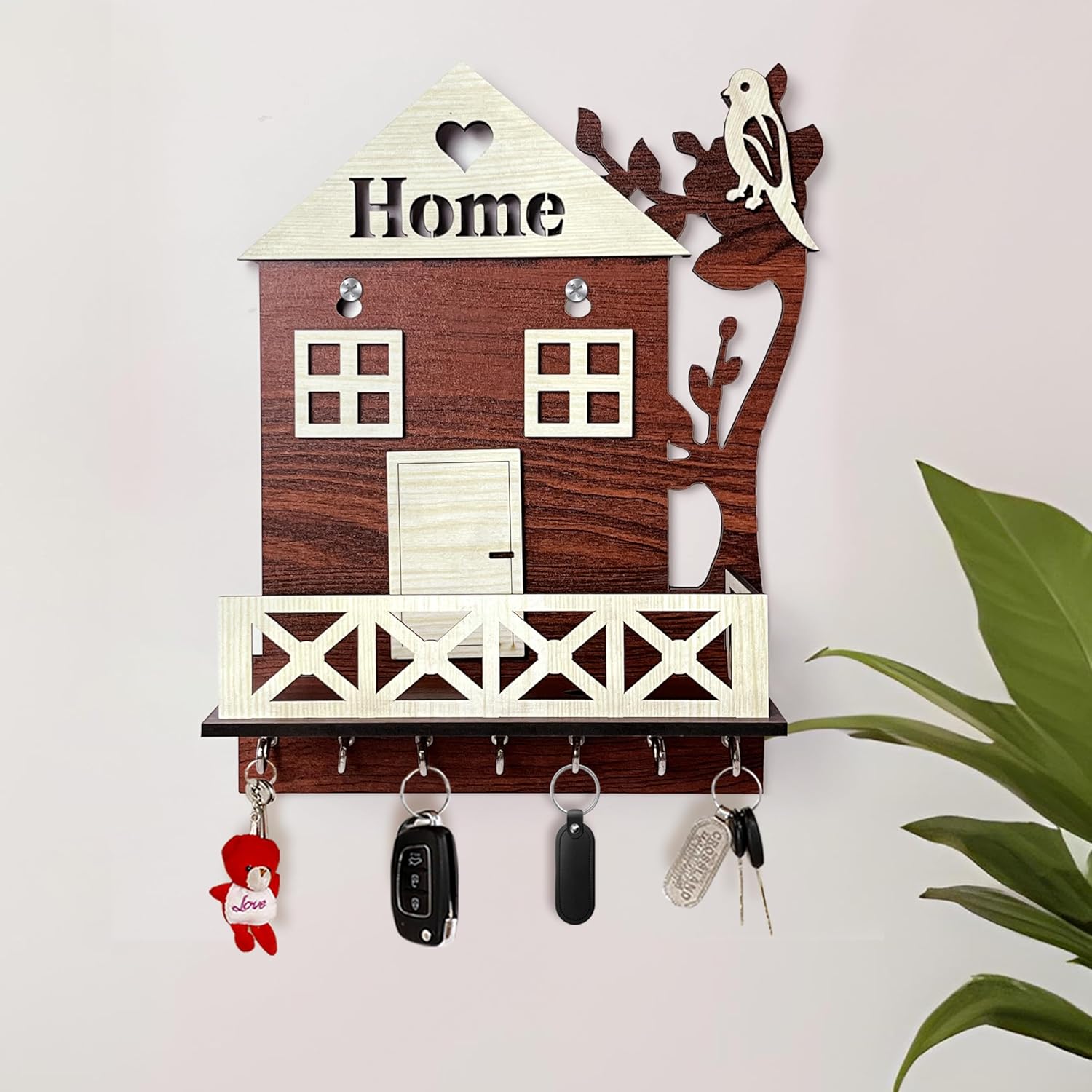 Premium Wooden Key Holder for Home Decor Stylish | Wooden Keychain Holder | Key Hangers for Wall Cute Aesthetic Design | 25 by 18 cm