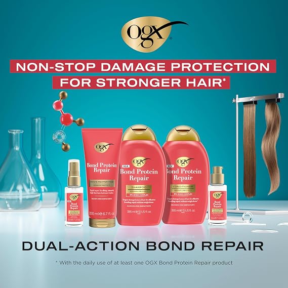 OGX Bond Protein Repair Conditioner with 8% Bond Complex, Targets Damaged Areas of Hair for Effective Bonding Repair without Weighing It Down, Sulfate Free, 385ml