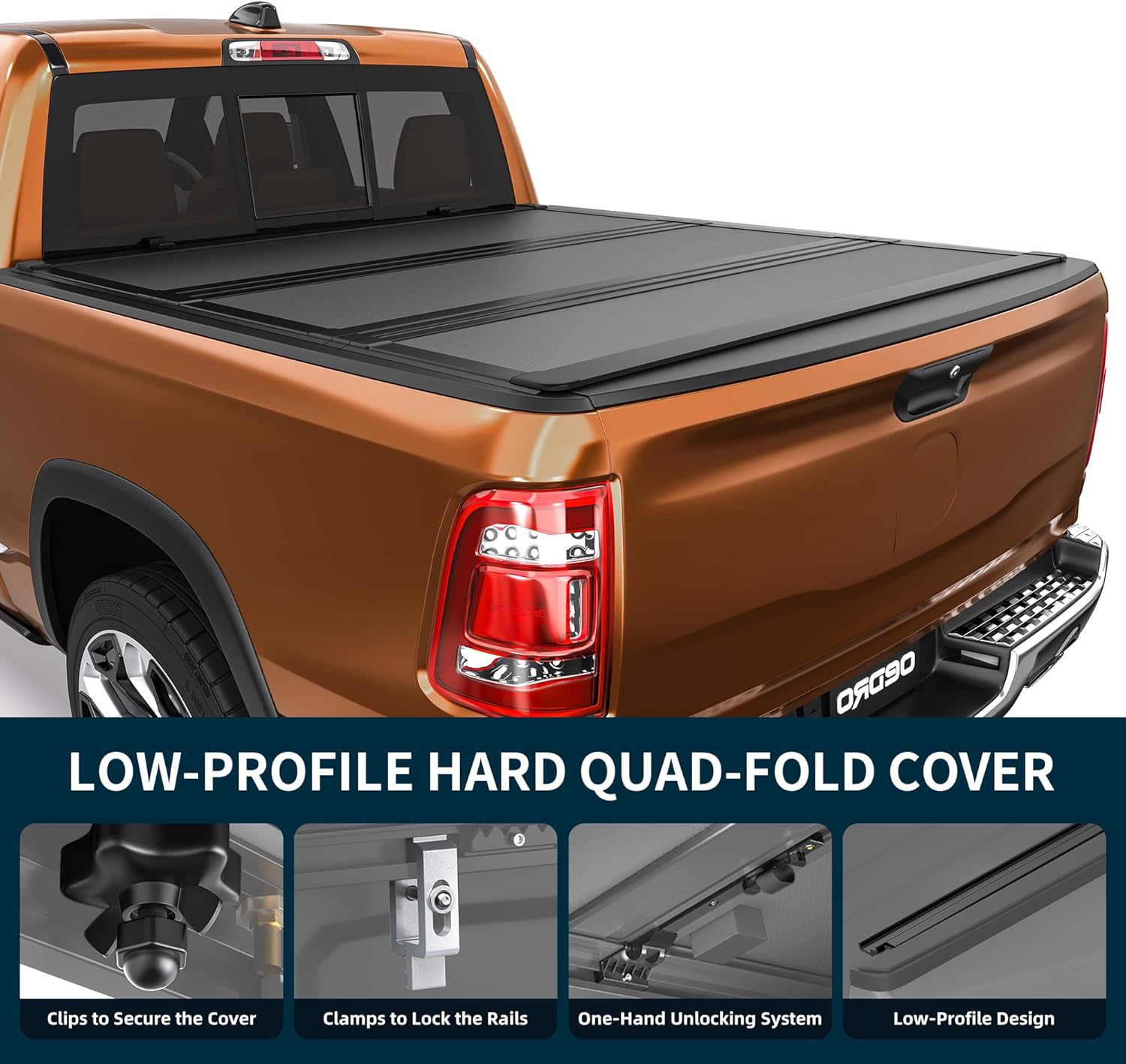OEDRO Hard Tri-Fold Low-Profile Tonneau Cover Fit for Dodge Ram 1500 New Body 2019 2020 2021 2022 2023 2024 2025 2026 with 5.7ft Bed Without Rambox