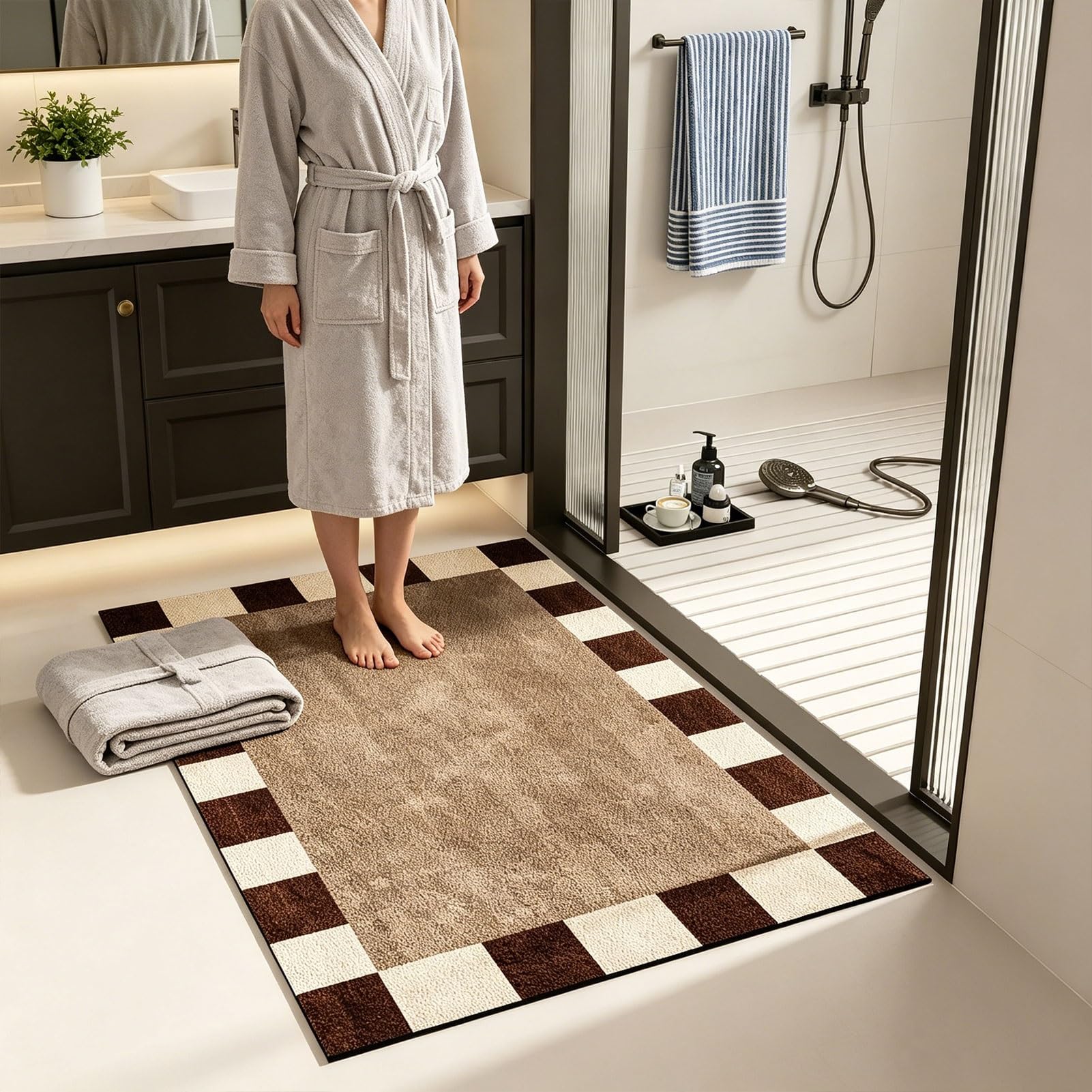 Tappeti da Bagno, 40x60 cm, 50x80 cm, 60x90 cm, Tappetino Antiscivolo per Doccia e Vasca, Lavabile, tappetini Decorativi per Pavimento della Cucina, per Doccia, Vasca, lavandino, Ingresso,