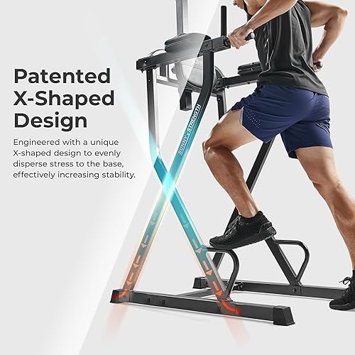 Miniatura 3 de Sunny Health & Fitness Power Tower, Dip Bar, Push-Up & Pull Up Assisting Parallette Station w Optional Rock Climbing Grip Trainer