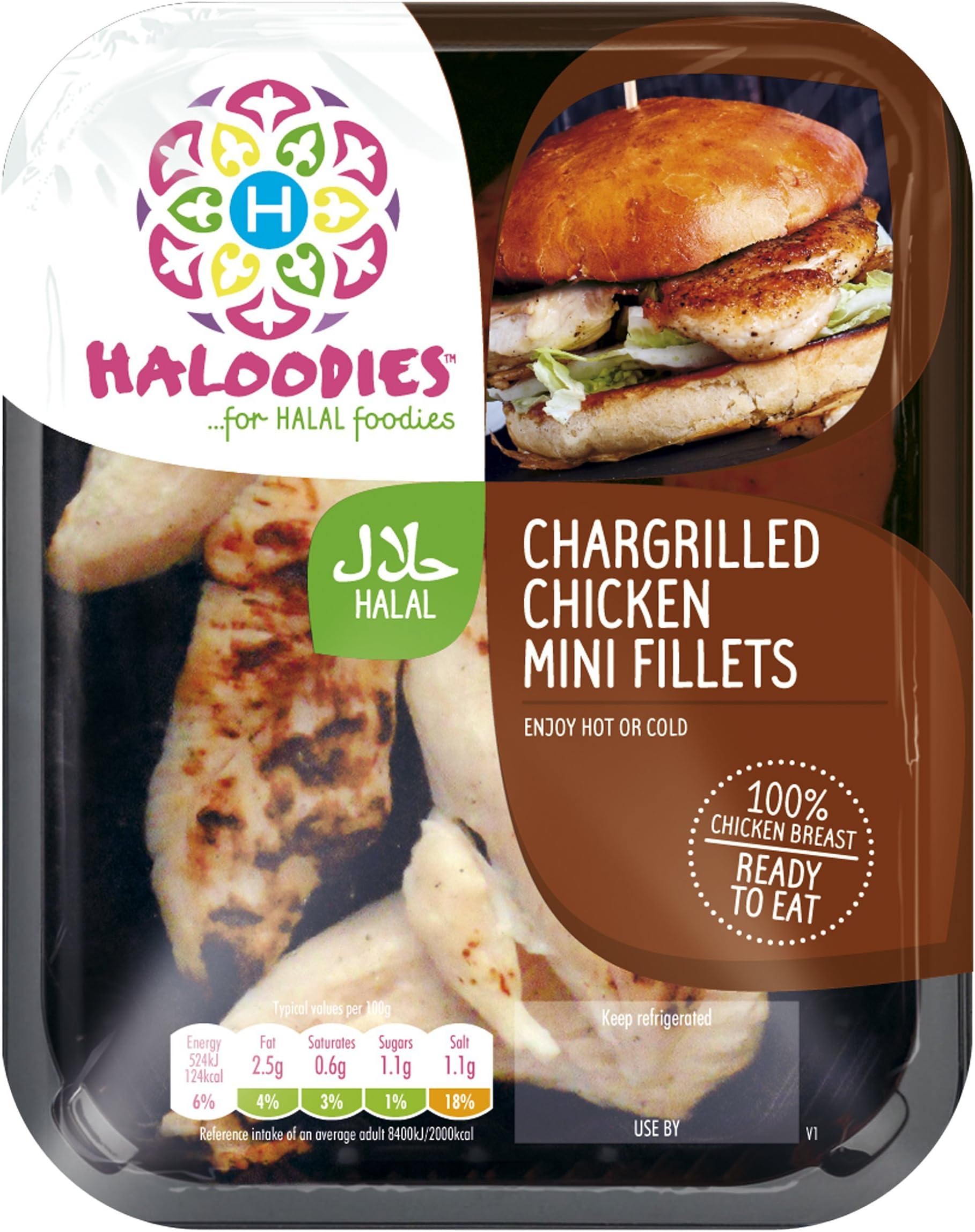 HALOODIES Halal Chargrilled Chicken Mini Fillets, 120 g