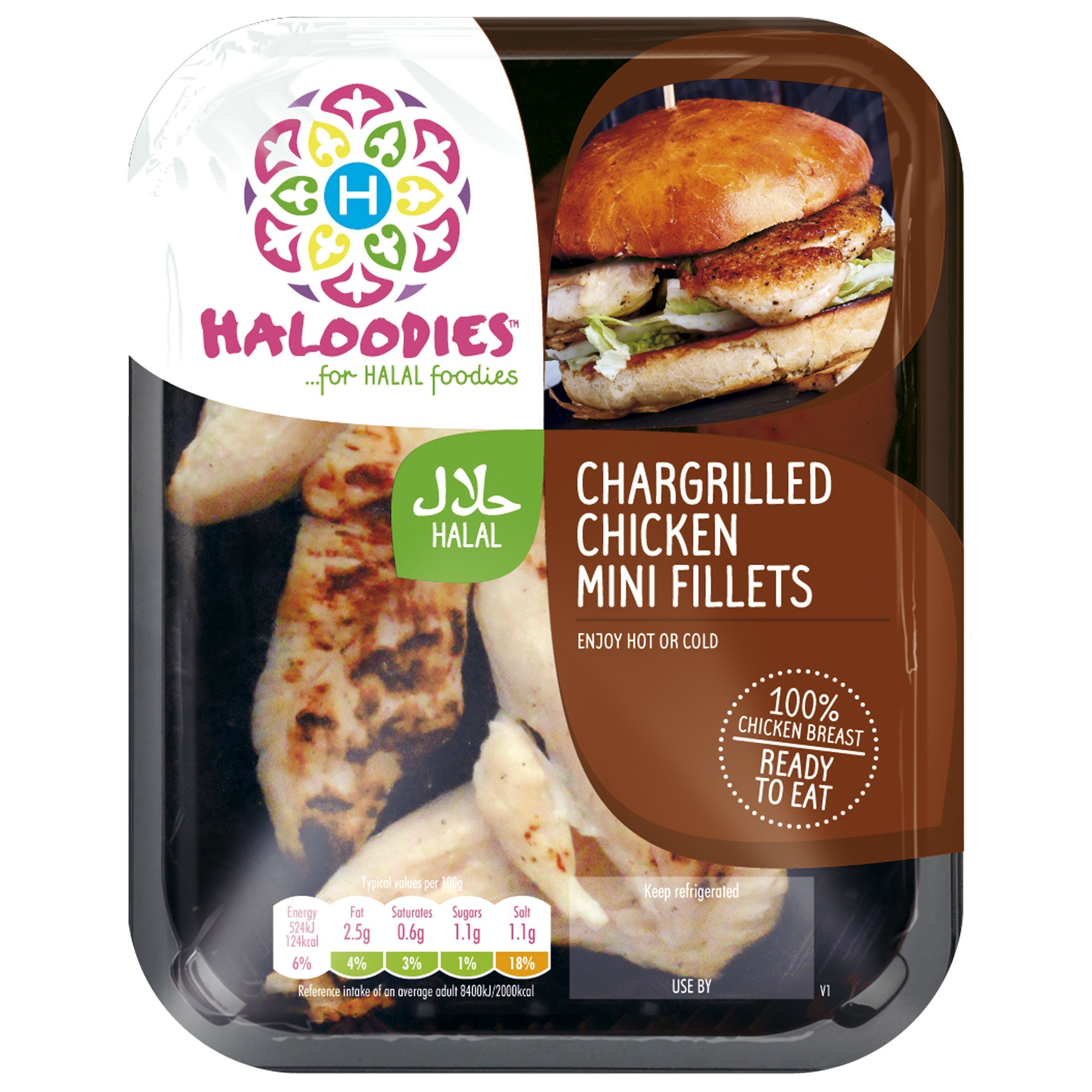 HALOODIES Halal Chargrilled Chicken Mini Fillets, 120 g