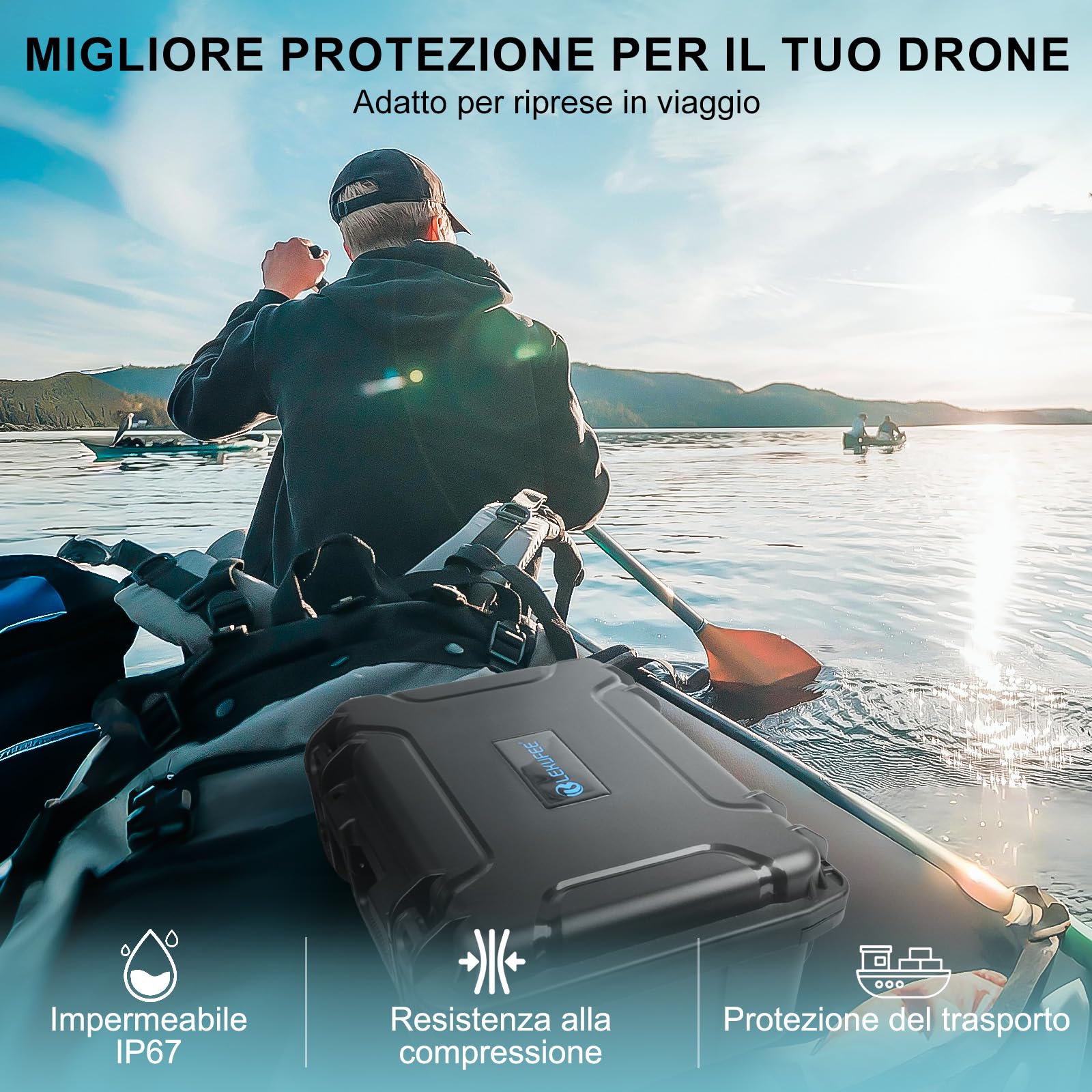 LEKUFEE Custodia Rigida Impermeabile per DJI Mavic 3 Pro/Mavic 3 Classic/3 Combo,DJI RC 2/RC/N2/N1 e Accessori [Solo Custodia]