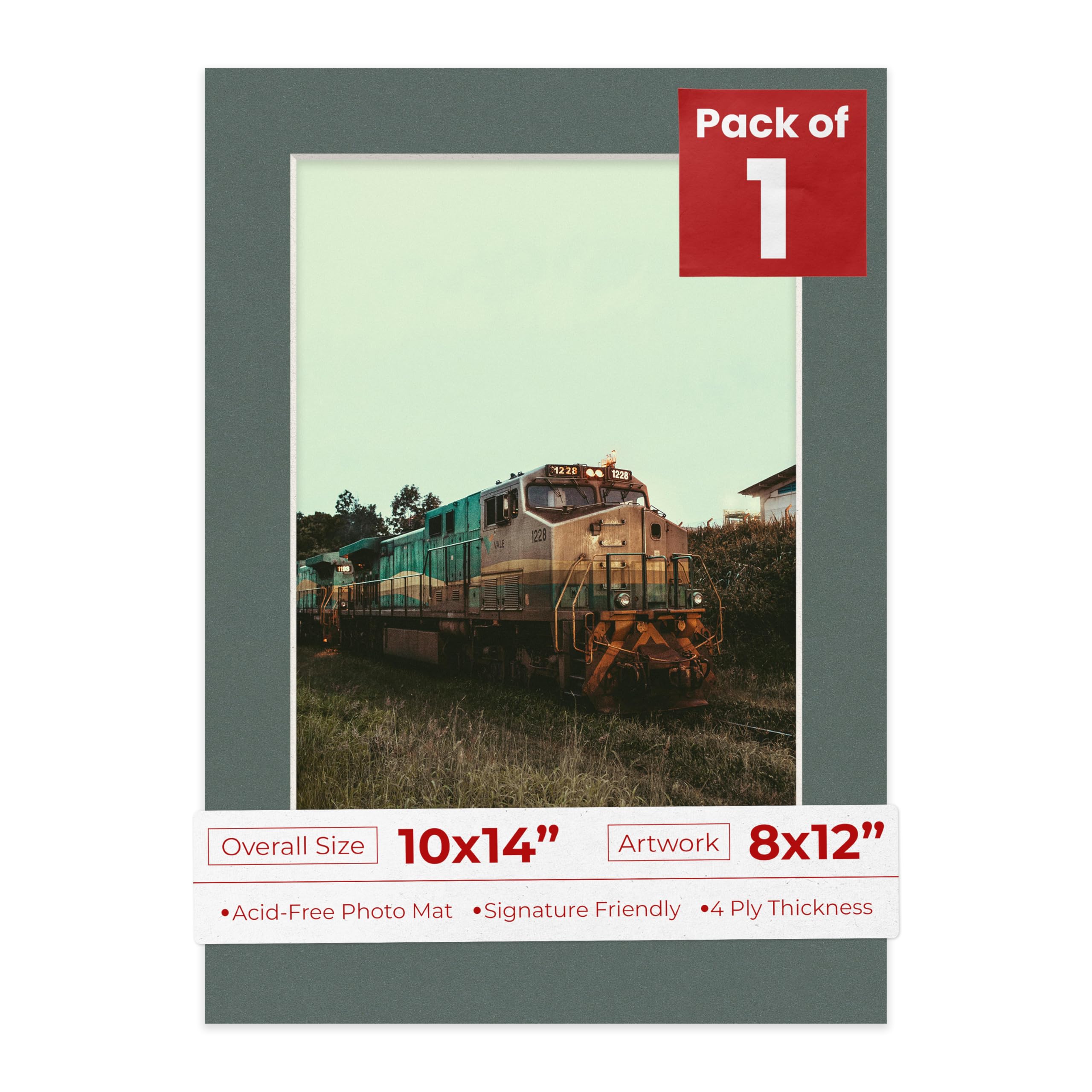 10x14 Mat Bevel Cut for 8x12 Photos - Acid Free Charcoal Grey Precut Matboard - For Pictures, Photos, Framing - 4-ply Thickness-image-38