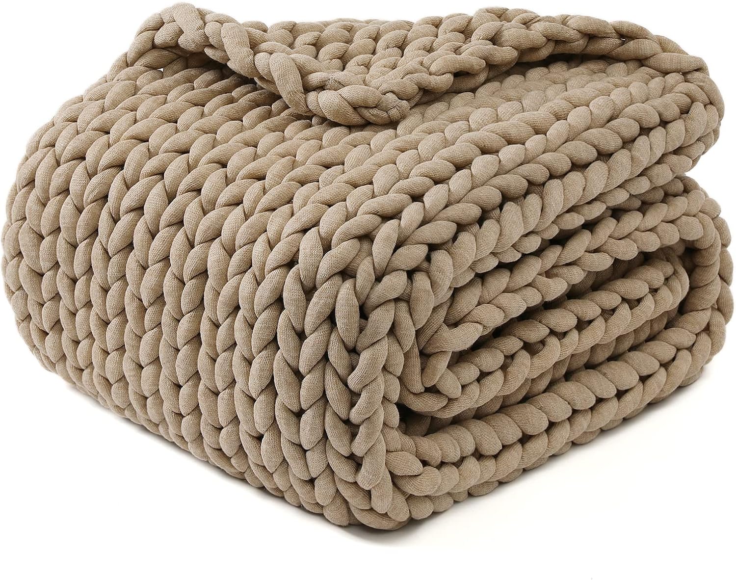 YnM Original Hand Knitted Throw Blanket, Cosy & Breathable Chunky Knit Throw, no