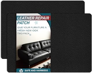 Self Adhesive Leather Repair Patch,8x12 inch Vinyl Repair Kit,Leather Repair Kit for Furniture,Car Seat,Couch,Office Chair,2 Pcs Black