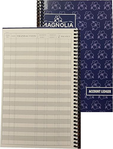 Miniatura 5 de Chequera de flores de magnolia encuadernadas en espiral lateral/registro de transacciones