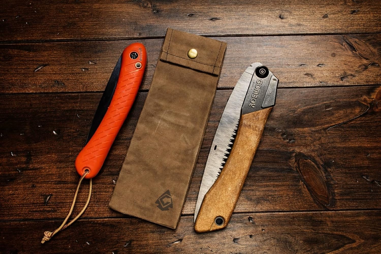 Campcraft Outdoors Folding Saw Pouch | Pruning Saw Sheath | Waxed Canvas Tool Pouch (11" inch) | 11-inch L x 3.5-inch W | Khaki