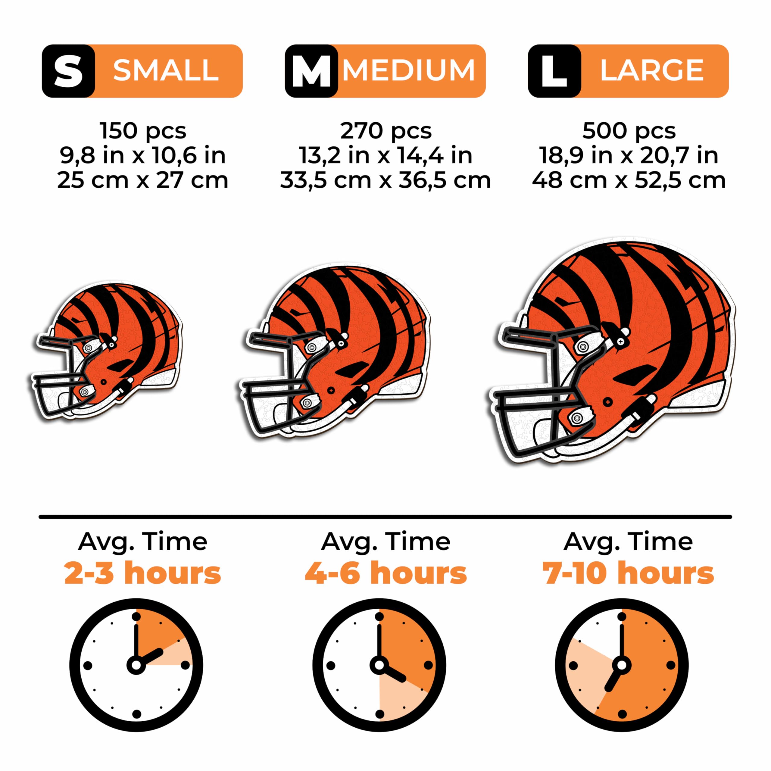 Iconic Puzzles -Oficjalnie licencjonowane 100% zrównoważone drewniane puzzle, Cincinnati Bengals Color, M, 270 sztuk