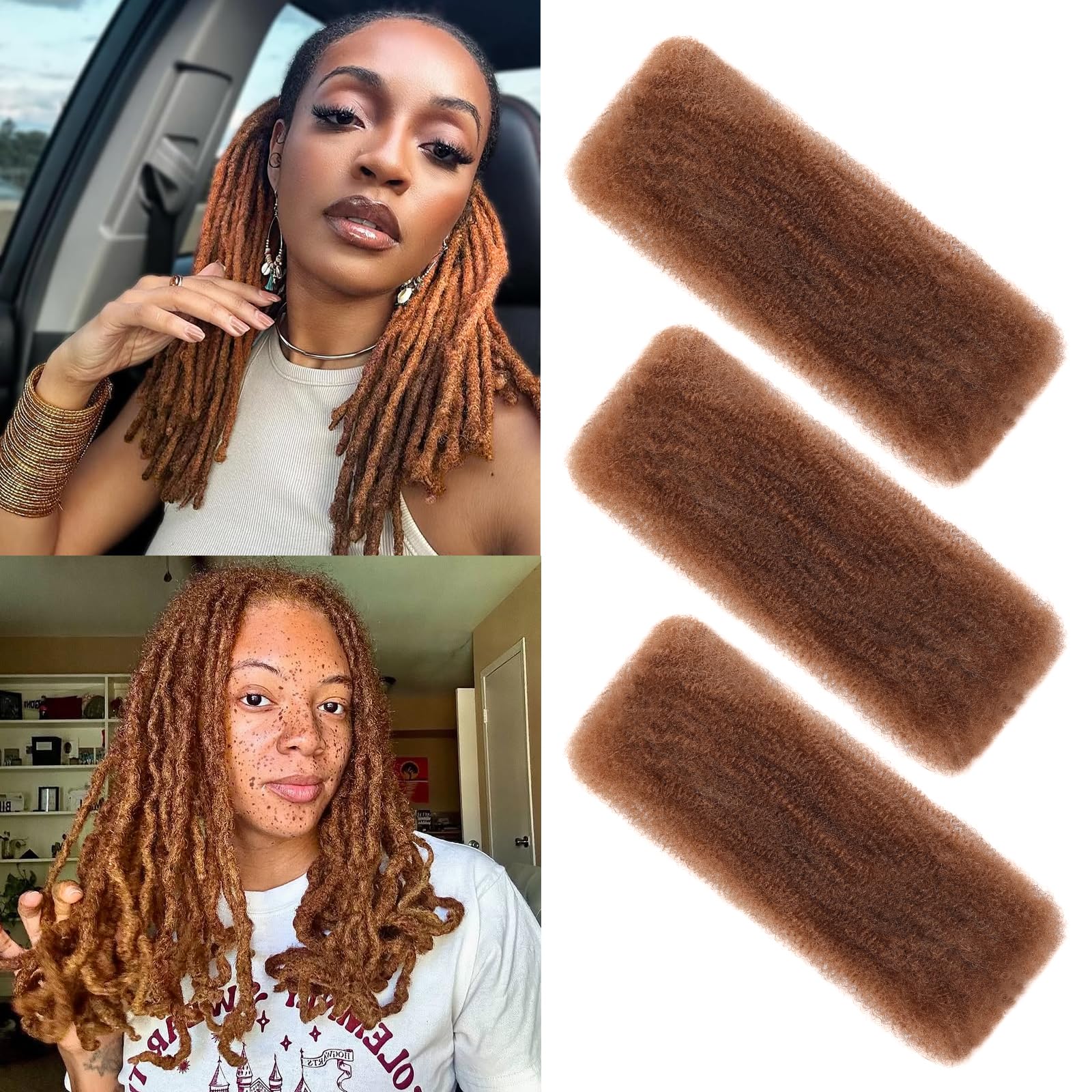 XIIMENALU Afro Kinky Curly Braiding Bulk Hair For Mini Twists Afro Kinkys Bulk Synthetic Cuban Twist Hair Soft Locs Micro Spring Twist For Dreadlocks Loc Repair (30#