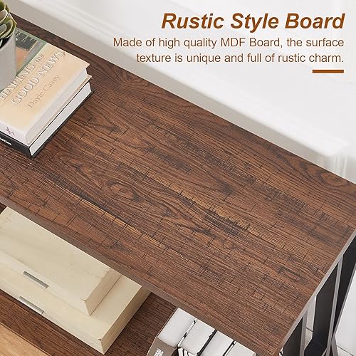 Miniatura 5 de HOMISSUE Mesa consola de sofá, mesa de sofá extra larga de 70.9 pulgadas con almacenamiento de 2 niveles, mesas de consola estrechas industriales