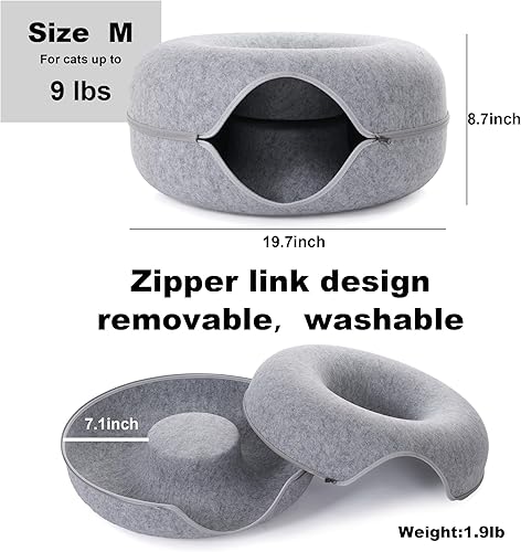 Miniatura 18 de Cama tipo túnel grande para gatos de interior con 3 juguetes, resistente a los arañazos, hasta 30 libras (largo 24 x 24 x 11 pulgadas, rosa)