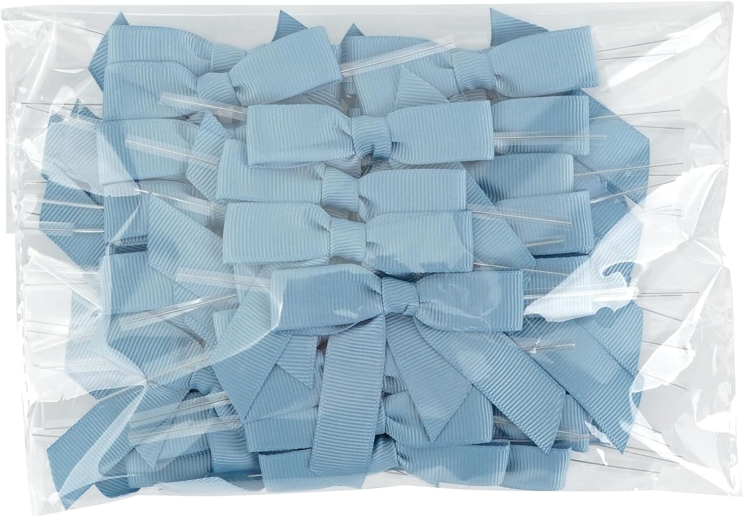 50 PCs Dusty Blue Bow 2.5" Grosgrain Ribbon Bow for Decorations, Small Bows for Crafts, Mini Bow Twist Tie Bows for Gift Wrapping, Premade Bows for Baby Shower, Wedding, Party, Treat Bags - Image 9