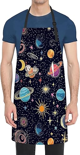 Miniatura 8 de Delantal de cocina ajustable con bolsillos para mujeres y hombres, delantal de chef suave para cocinar, barbacoa y parrilla