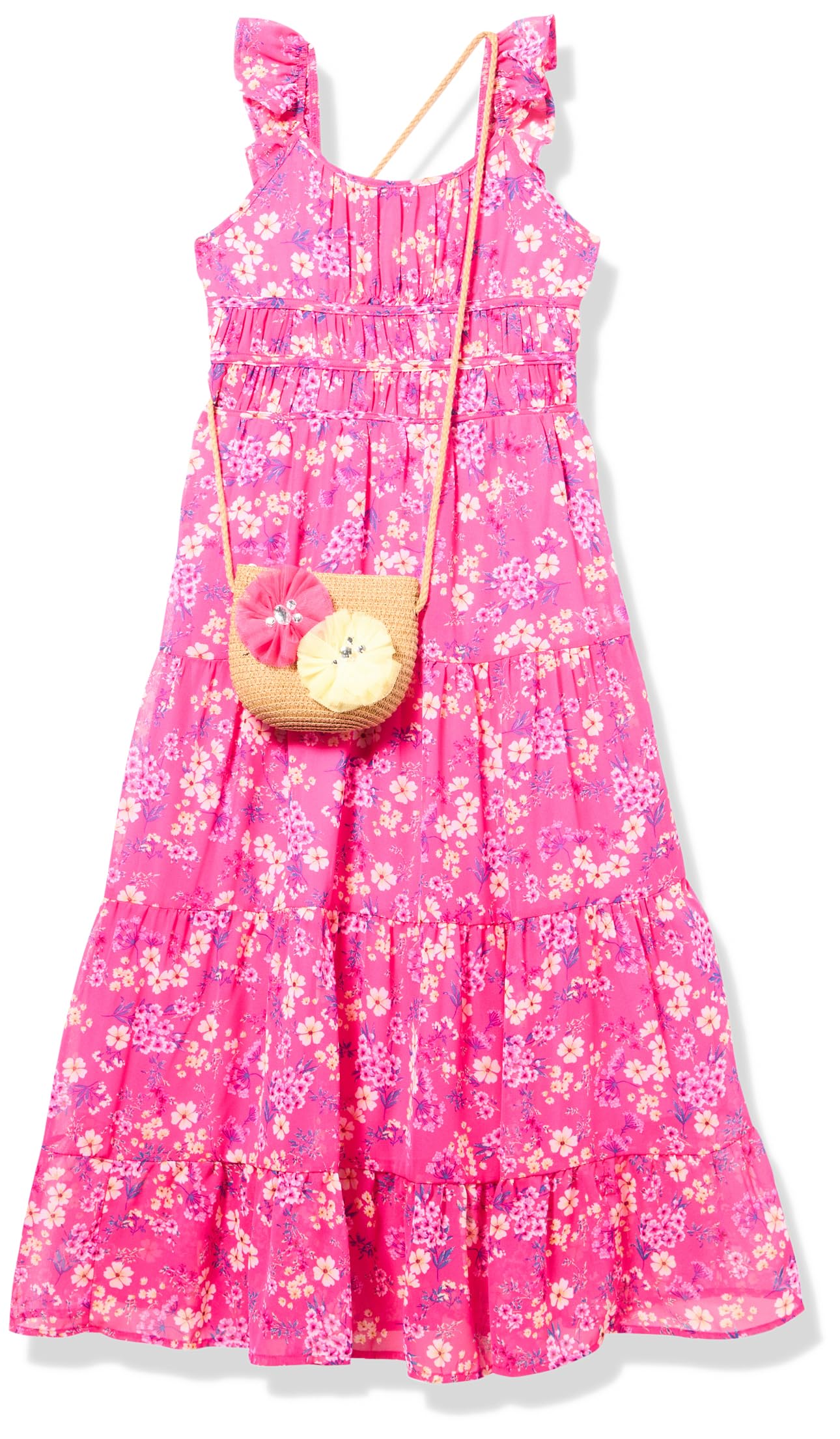 Speechless Girls' Flutter Sleeve Chiffon Maxi Dress