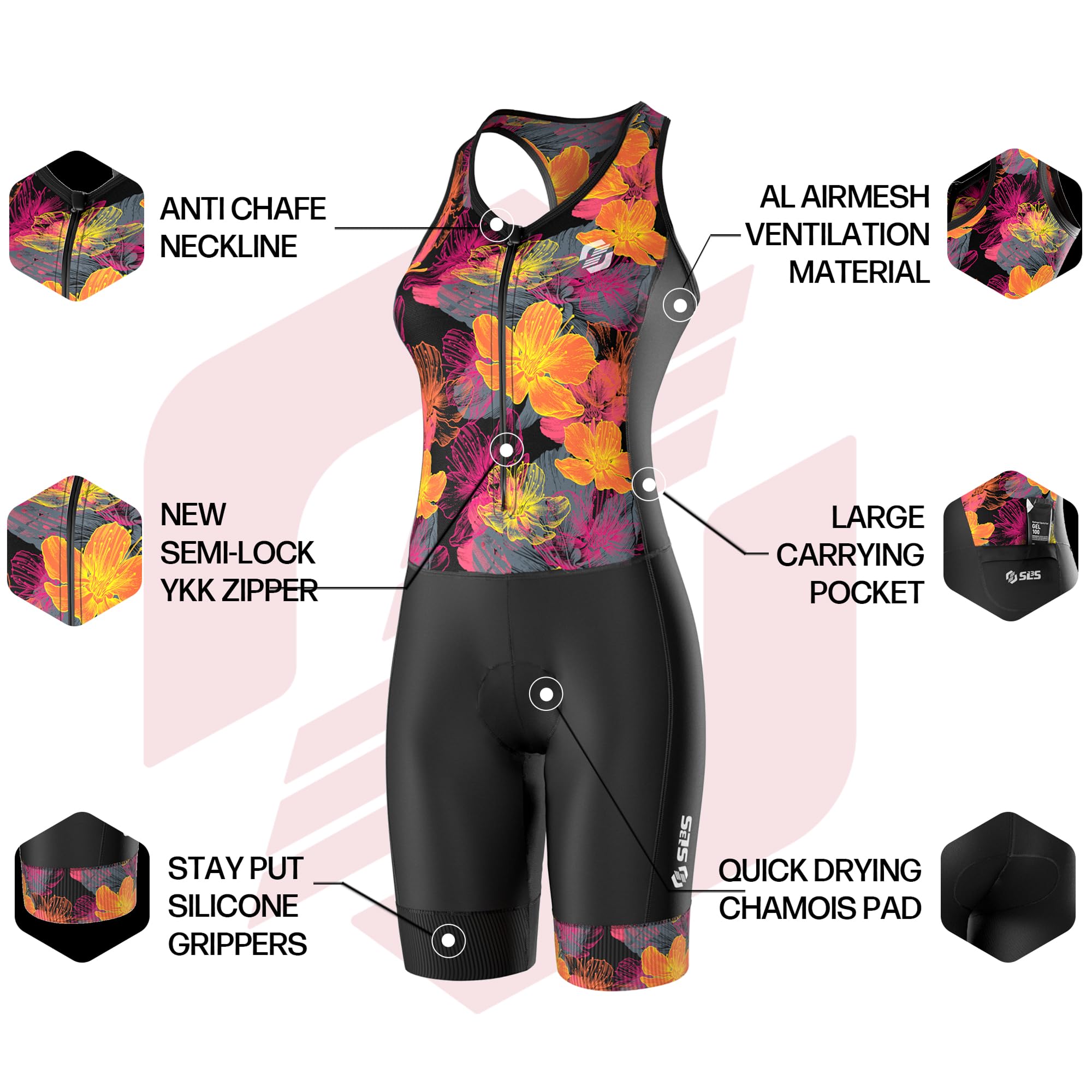 SLS3 Tuta da Triathlon da Donna Triathlon FX | Tasca Posteriore | Cuciture antifrizione | Progettato Tedesco
