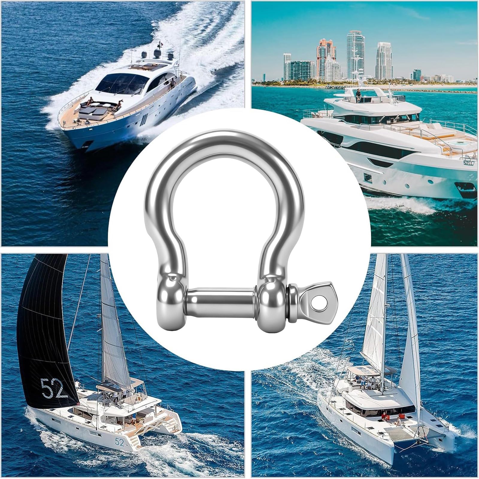 Grillete de aparejo de barco de acero inoxidable 304 con tornillo de perno de tornillo, hardware para exteriores de 4 mm -M38 para amarre de remolque y tareas de utilidad al aire libre, ajuste de