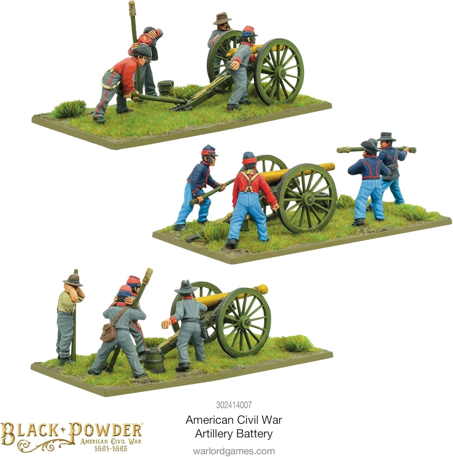 Warlord Games Black Powder American Civil War: Artillery Battery Figures 1:56 Military Table Top Wargaming Plastic Model Kit 302414007