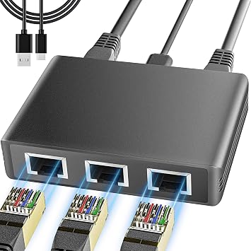 Gigabit Ethernet Switch 4 Port, 1000Mbps High Speed Network Switch, Plug & Play LAN Expansion for Home Office, Stable Wired Connection, No Lag, RJ45 Compatible Cat5/5e/6/7/8