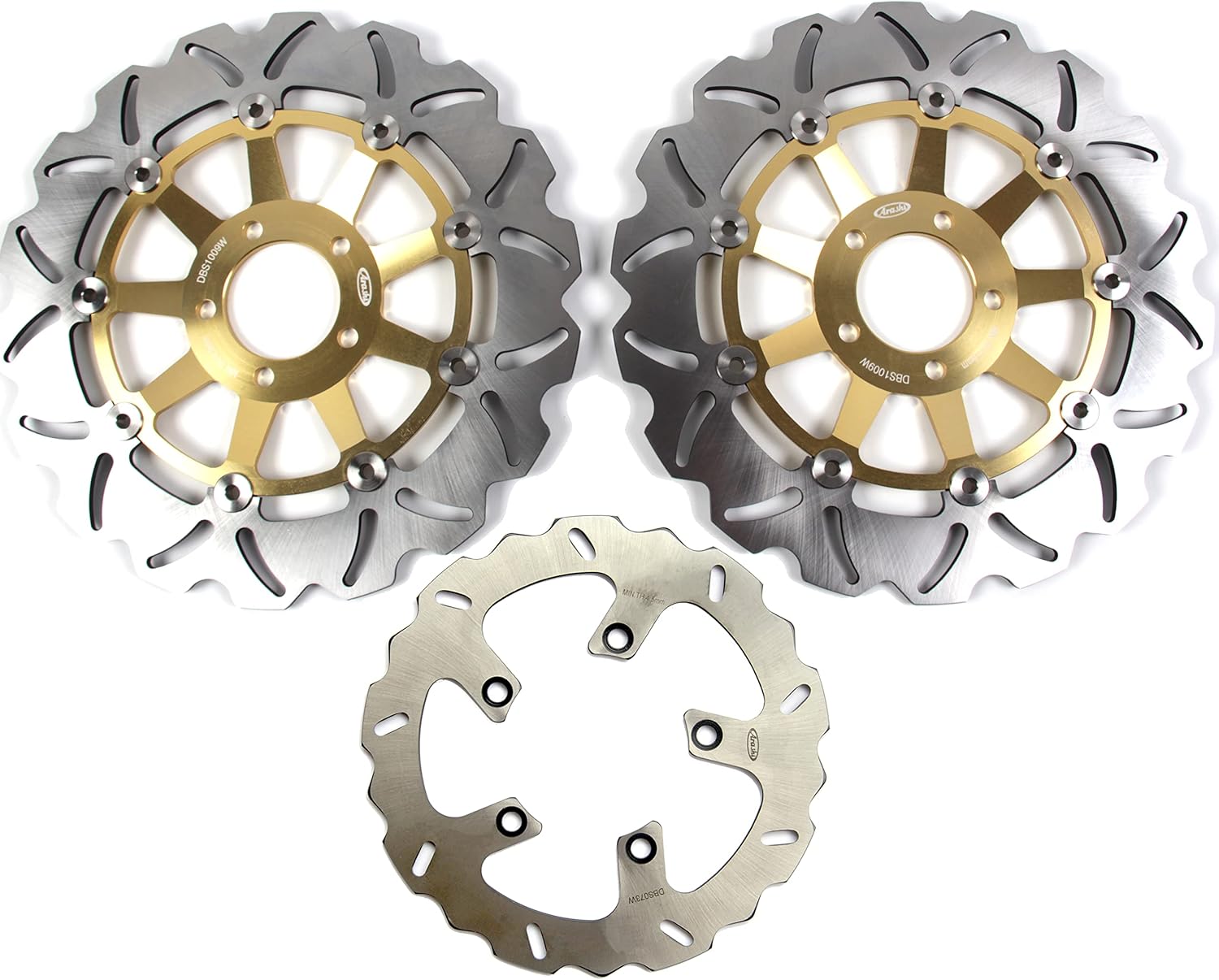 Arashi Brake Disc Rotors Front and Rear for Kawasaki ZRX 1100 1999-2000 / ZRX 1200 ZRX1200R ZRX1200S 2001-2006 Motorcycle Replacement Accessories Gold