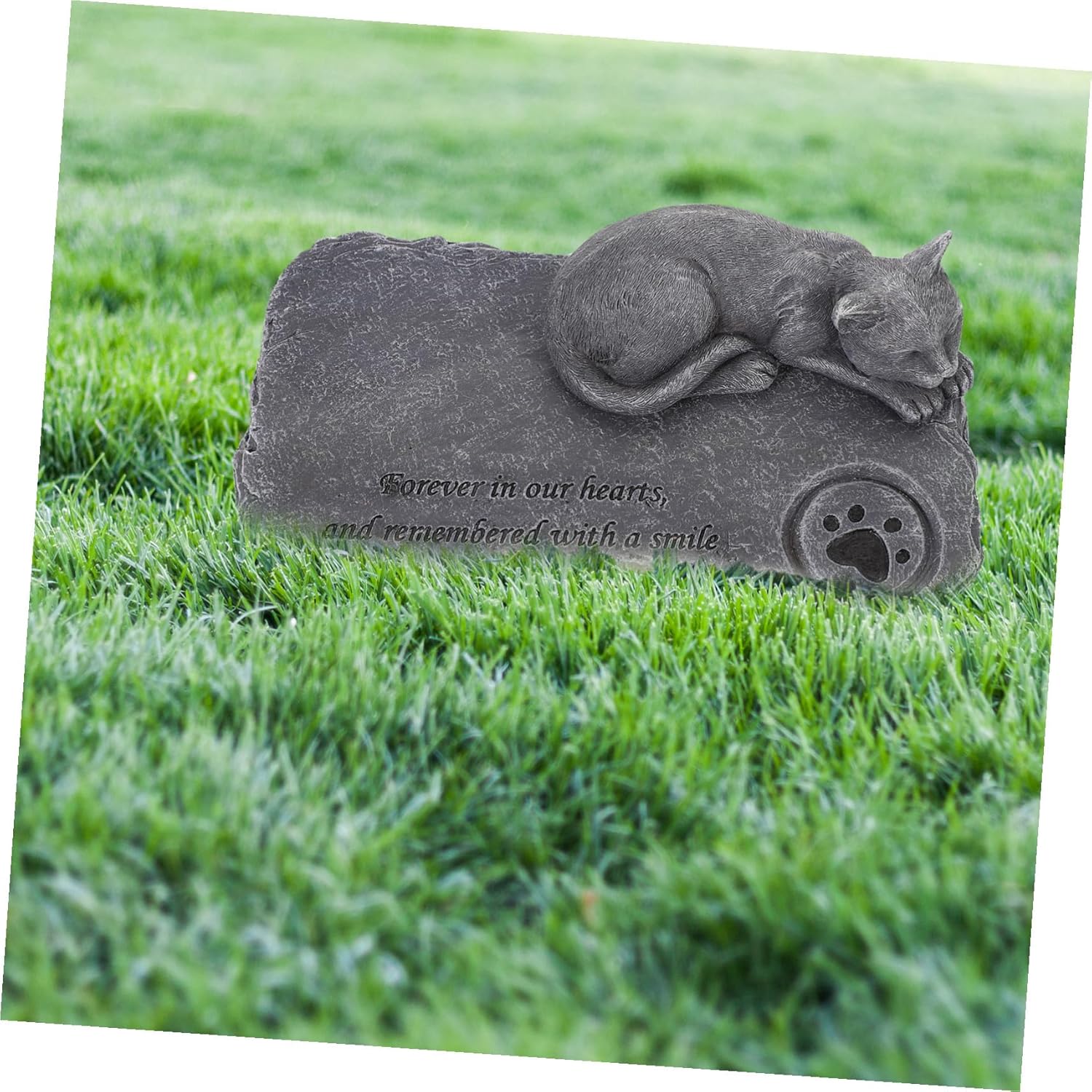 Resin Cat Memorial Stone Pet Tribute Statue for Garden and Home Pet Burial Marker Comforting Loss of Cats Memorial Keepsake