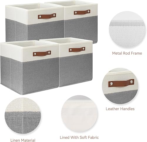 Miniatura 3 de SNWDN Paquete de 6 cestas de almacenamiento de tela para organizar contenedores plegables de tela con asas, para organización del hogar y la oficina