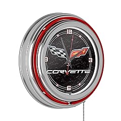 Neon Clock Retro Corvette C 6 Black Analog Wall Clock with Pull Chain for Kitchen, Garage, Game photo Neon Clock Retro Corvette C 6 Black Analog Wall Clock with Pull Chain for Kitchen, Garage, Game