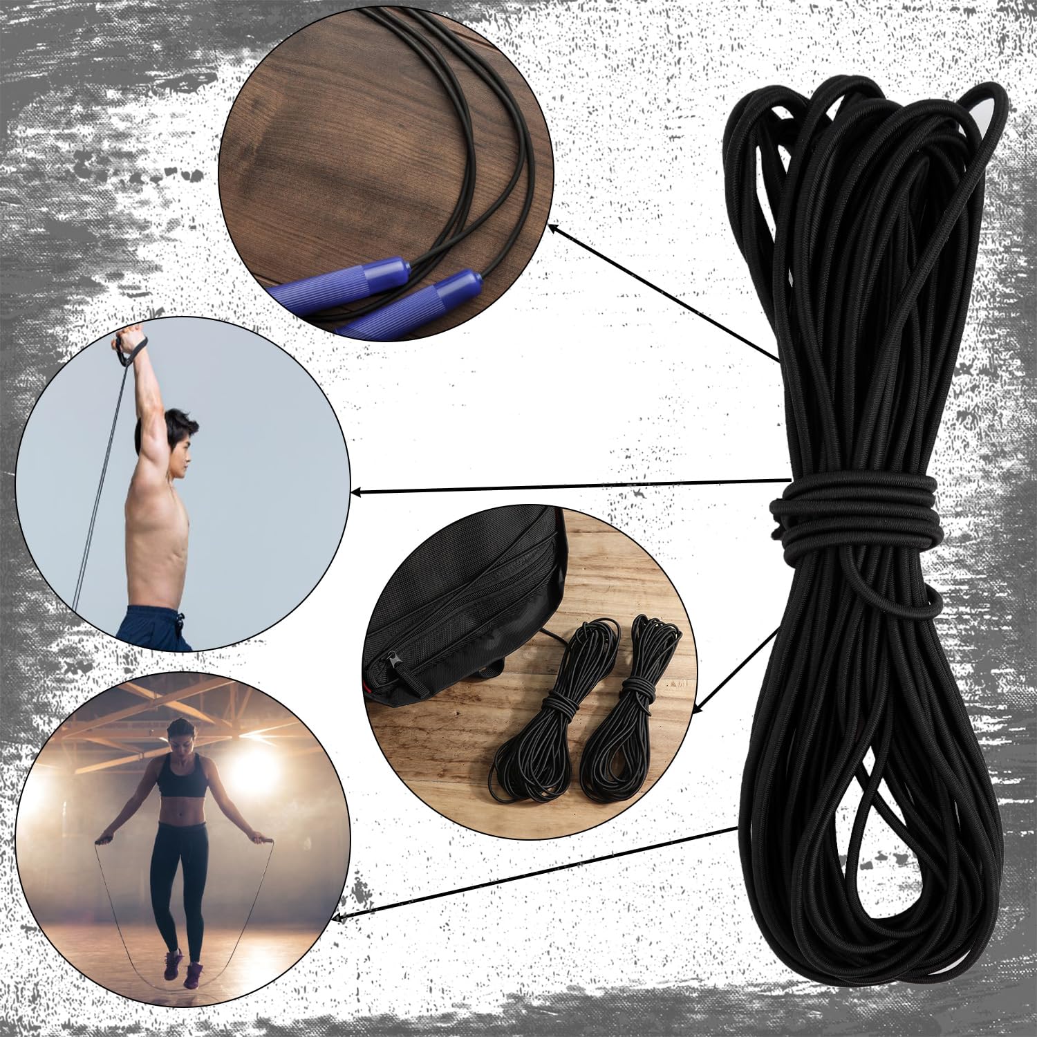 Cordon Élastique Rond 3mm X 18m - Noir - Pour Bricolage, Couture, Artisanat