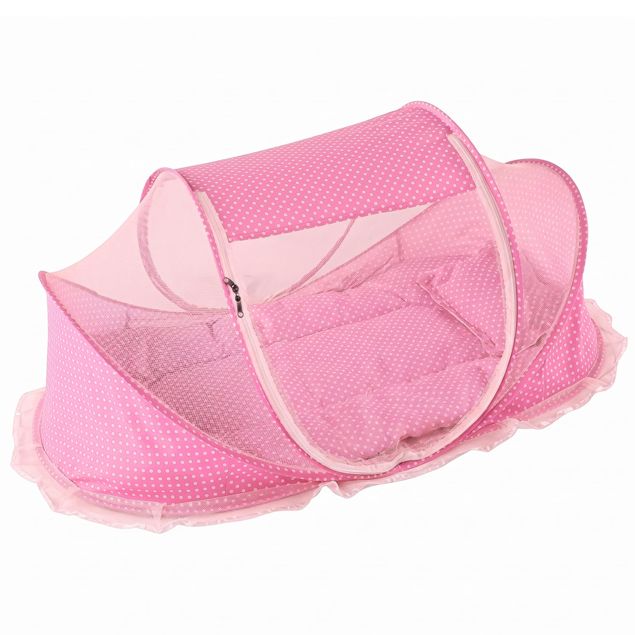 Bemonew Crib Tent, Pop-Up Mesh Baby Beach Tent with Pillow & Quilt No-Assembly Net Cover for Infants, Style-2