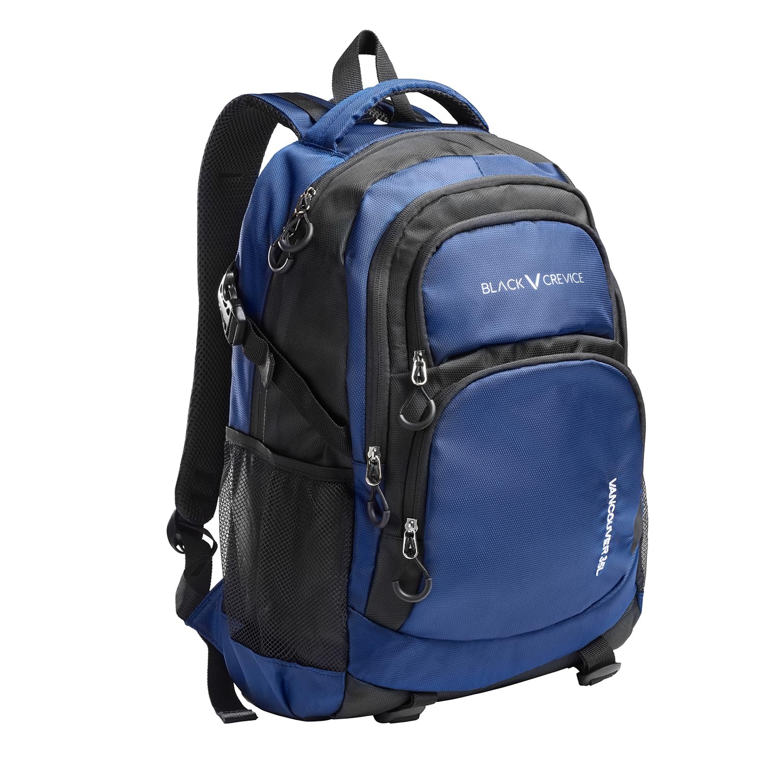 Black Crevice Sac à dos de 35 l - Sac à dos léger pour loisirs et randonnée avec panneau arrière en maille 3D, compartiment pour ordinateur portable et sangle de poitrine, Db - Bleu foncé, De taille