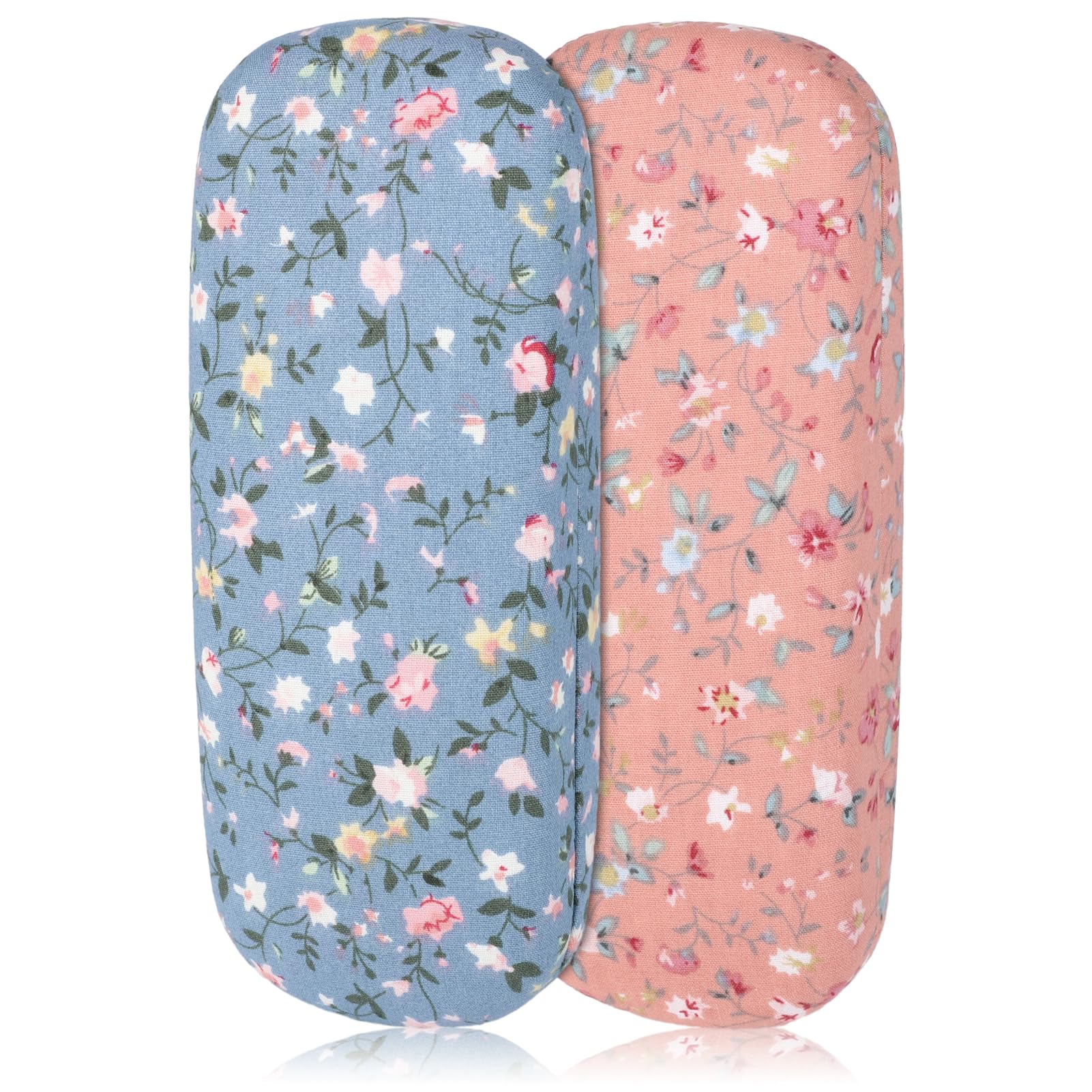 Xialvyu2 Pack Floral Glasses Case for Women Men, Hard Shell Portable Eyeglass Cases with Flower Design, Durable Spectacle Holder