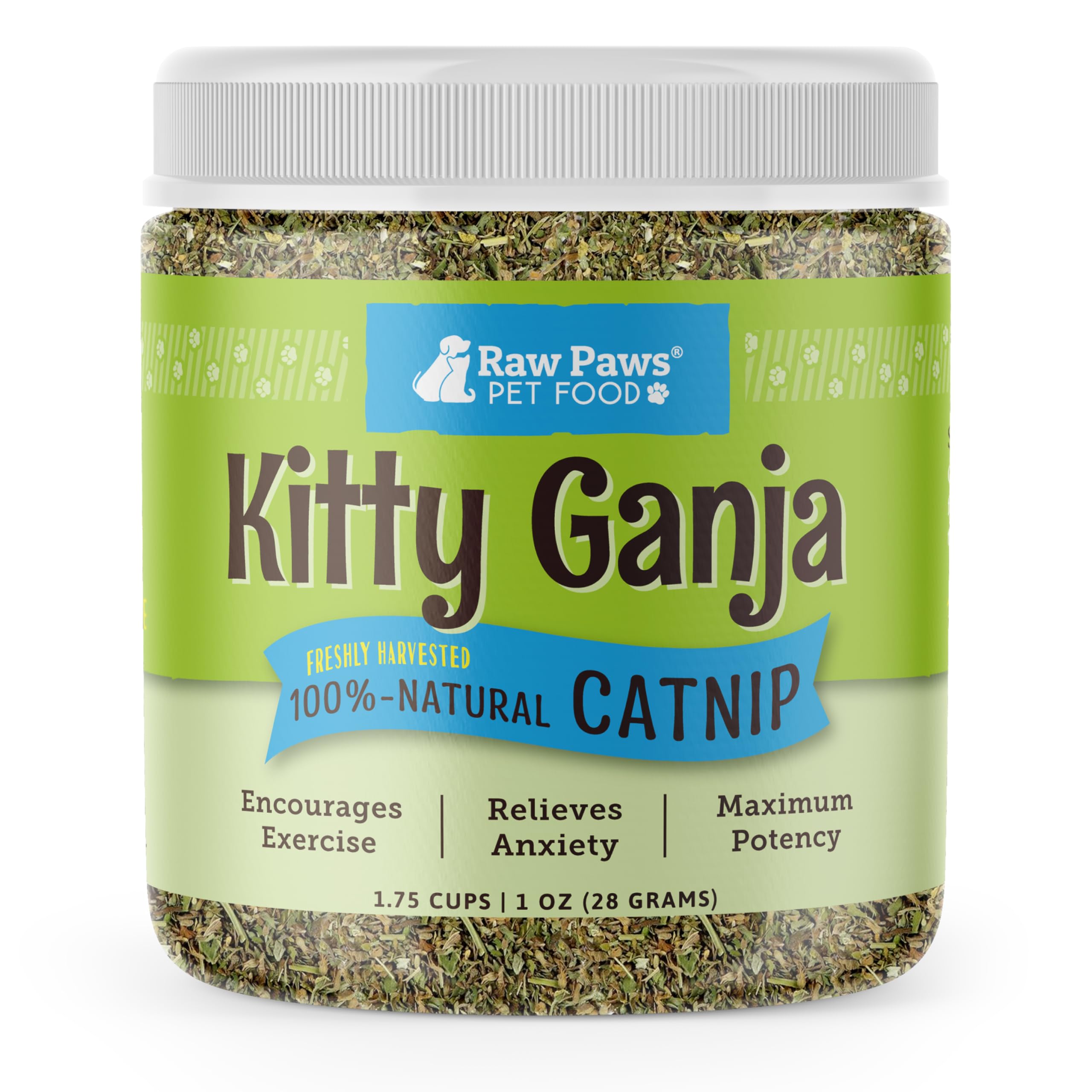 Raw Paws Fresh Catnip for Cats, 1-oz (2 Cups) - Use for Refillable Catnip Toys for Cats - Natural Dried Cat Nip