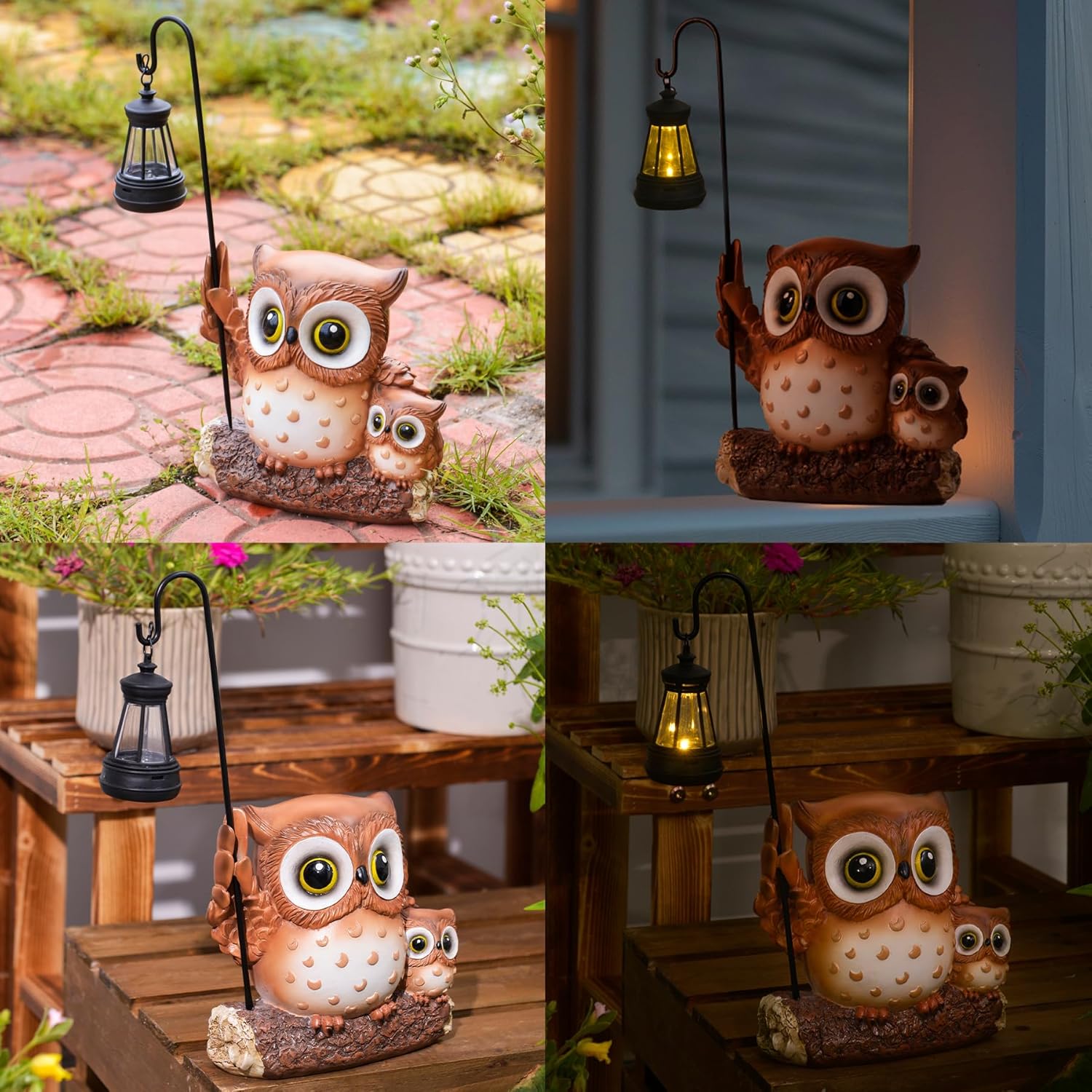 Garden Statues Owl with Solar LED Lantern, Resin Solar Garden Decor for Outside, Yard Decorations Outdoor for Patio, Porch, Balcony, Lawn Ornaments, House Warming Birthday Gifts for Mom Women Grandma - Image 7