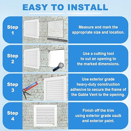 Miniatura 6 de Rejilla de ventilación de aluminio a dos aguas de 12 x 12 pulgadas, rejillas de ventilación pintables con pantalla, parrilla de aire de retorno de