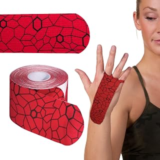 THERABAND Kinesiology Tape, Red/Black, 1 Roll, with XactStretch Indicators, Long-Lasting Athletic Tape for Shoulder, Back & Knee, Latex-Free & Water Resistant for Men and Women, Pre-Cut