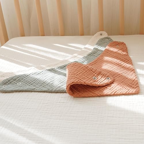 Miniatura 6 de Konssy Paquete de 8 baberos de muselina para bebé, bandana absorbente, baberos 100% algodón unisex para dentición y babeo