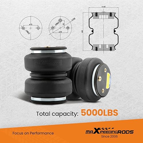Miniatura 4 de maXpeedingrods Kit de bolsas de suspensión neumática trasera de 5000 libras para Ford F-150 4WD 2015-2020 con kit de amortiguación de aire con