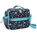 Bentgo Kids Lunch Bag - Durable, Double-Insulated Lunch Bag for Kids 3+; Holds Lunch Box, Water Bottle, & Snacks; Easy-Clean Water-Resistant Fabric & Multiple Zippered Pockets (Dinosaur)