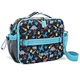 Kids Lunch Bag - Durable, Double-Insulated Lunch Bag for Kids 3+; Holds Lunch Box, Water Bottle, & Snacks; Easy-Clean Water-Resistant Fabric & Multiple Zippered Pockets (Dinosaur)